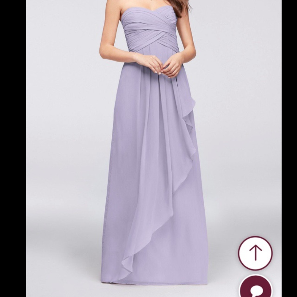 Strapless Crinkle Chiffon Dress w/ Cascade Skirt